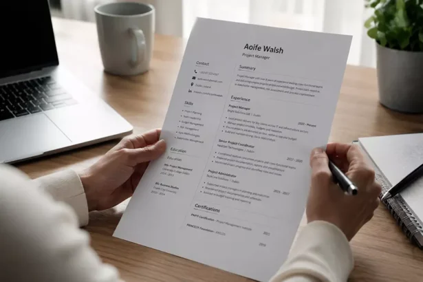 Modelo de CV irlandês profissional para brasileiros procurando emprego na Irlanda