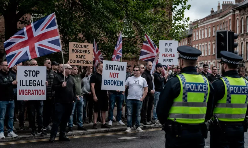 Protesto em Belfast após ataque de imigrante